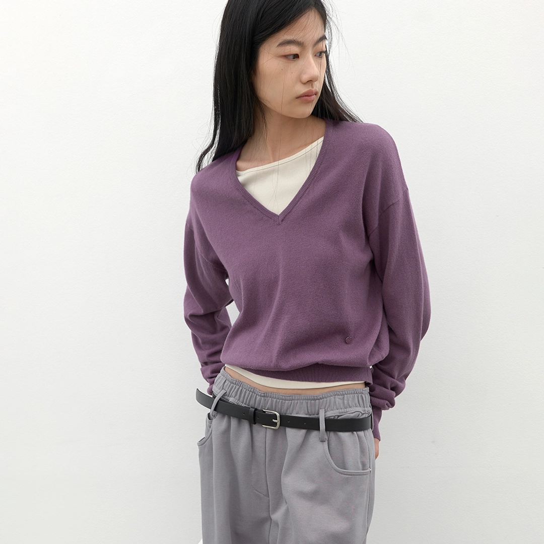아뜰리에 나인 (Z-T-7192)COTTON&WOOL OVERFIT V-NECK KNIT 상품 이미지 1