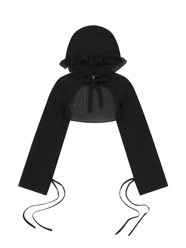 CHIFFON HOODED BOLERO [BLACK]