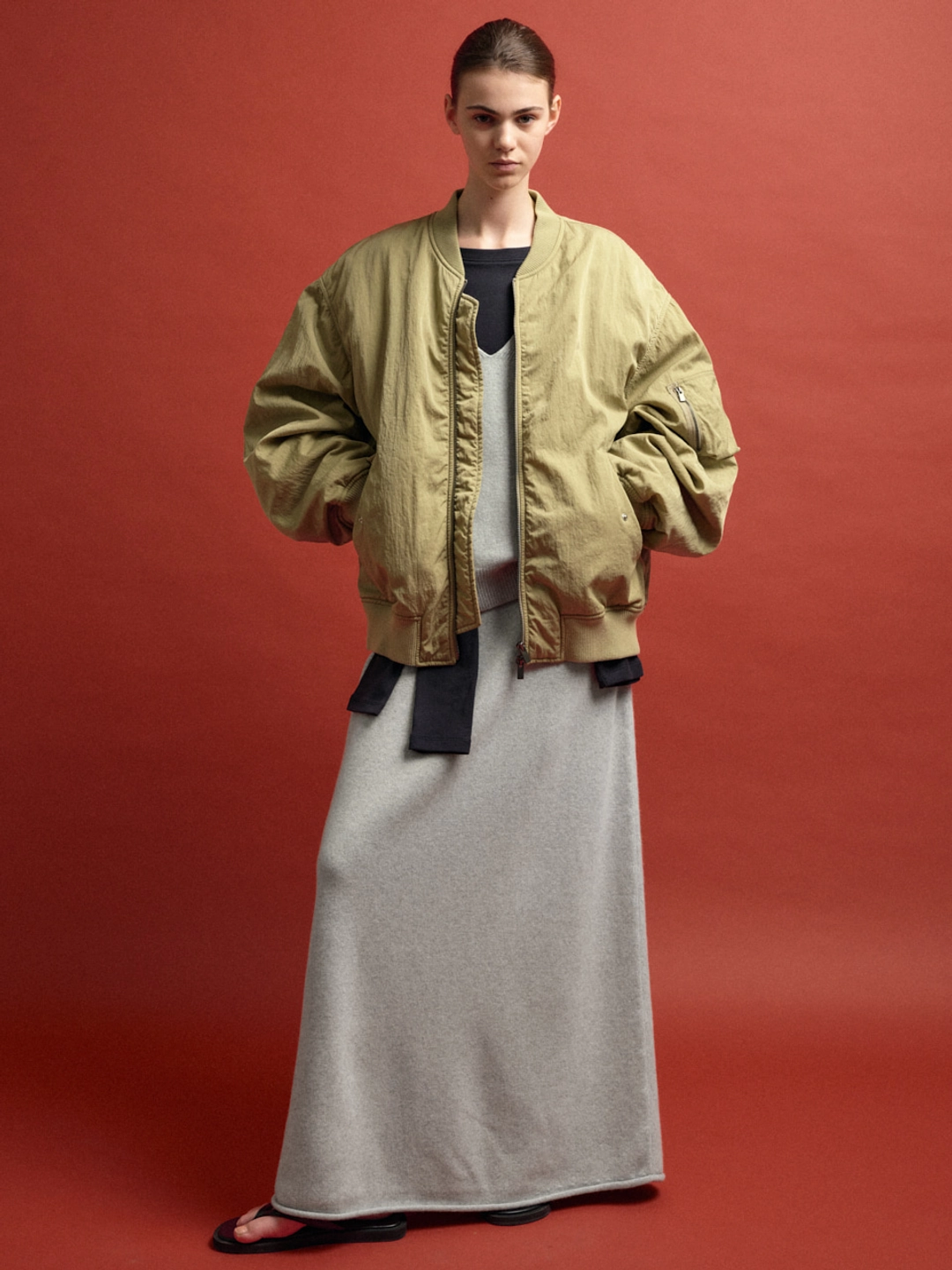 파사드패턴 오버핏 봄버 재킷_khaki beige 상품 이미지 2