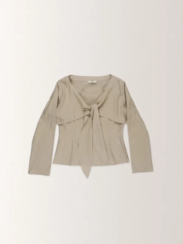 SHEER RIBBON BLOUSE [ BEIGE ]