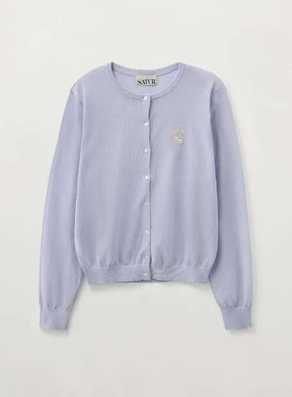 (W) Sheer Linen Long Sleeve Cardigan - Lavender