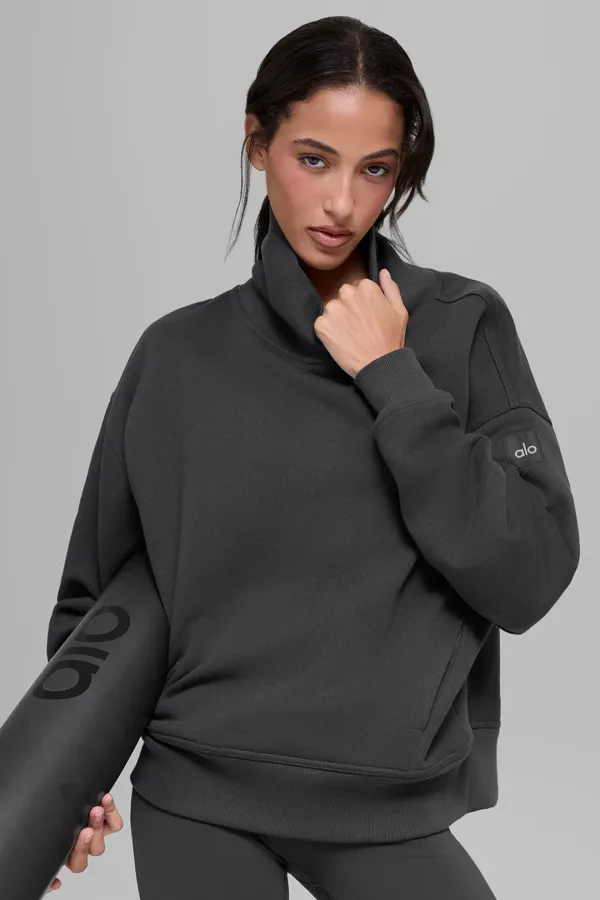 Hazy Mock Neck Pullover - Anthracite