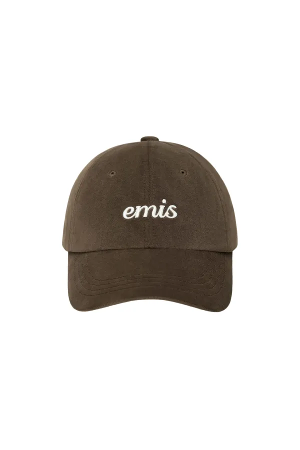 SMALL LOGO VELVET BALL CAP-BROWN