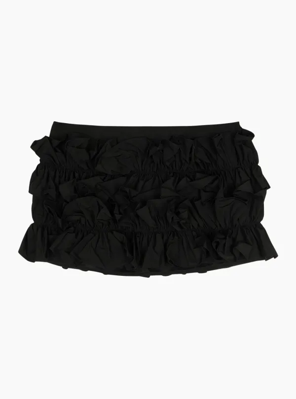 NYLON RUFFLE SKIRT (BLACK)