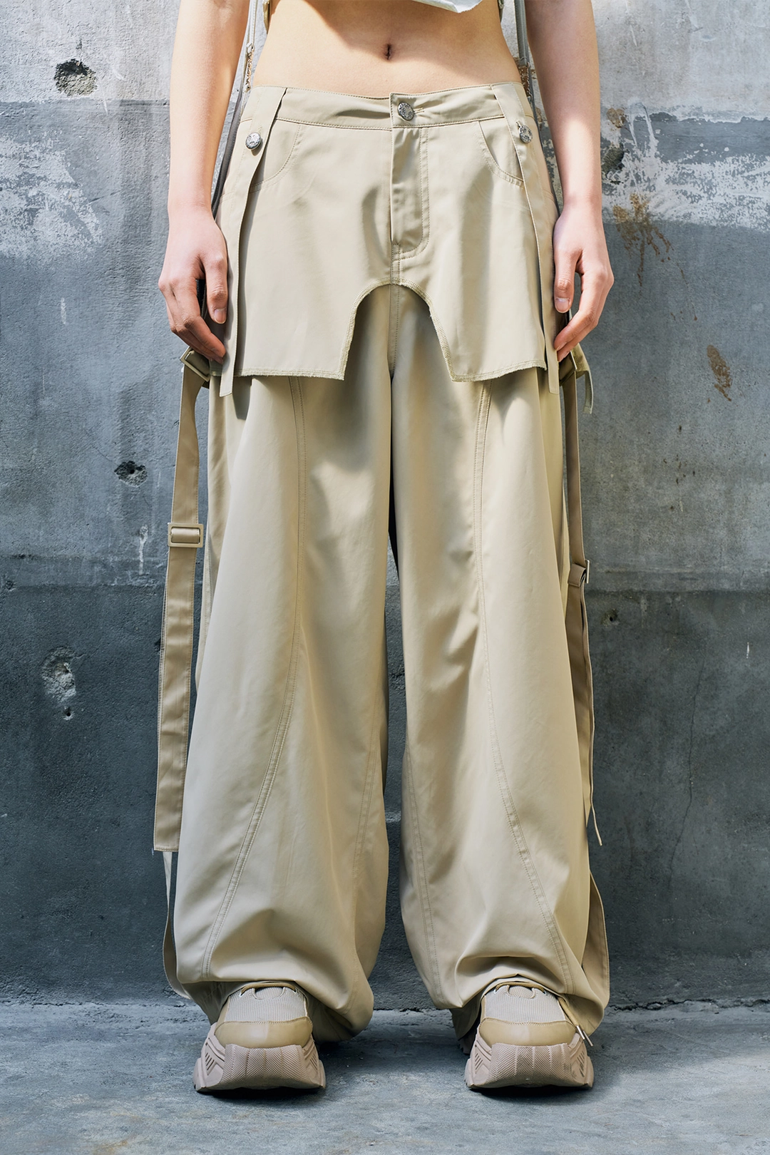 와이이이엘 SKIRT LAYERED WIDE PANTS BEIGE 상품 이미지 2
