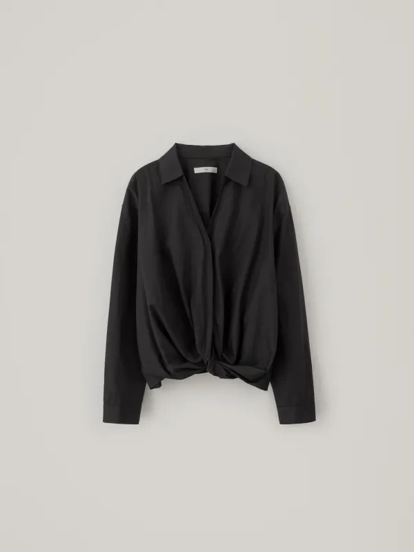 Twisted Hem Shirt - Black - CHE-SEOUL