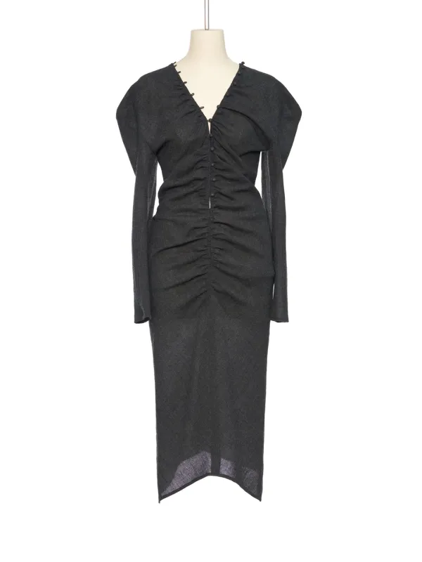 FW25 GRAY BUTTON LINK DRESS