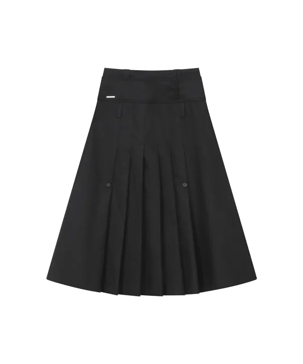 Layered pleats maxi skirt BLACK