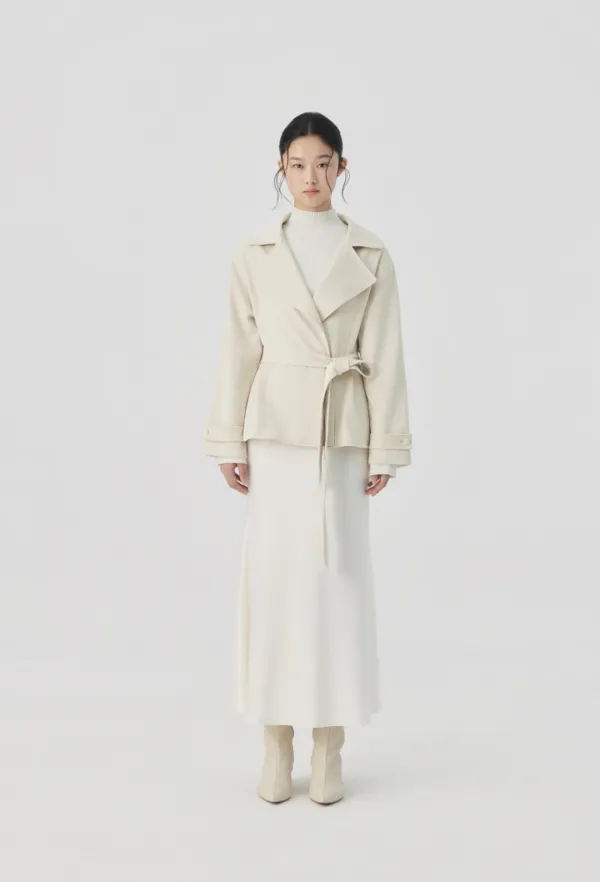 Veloni Suede Belted Jacket (Cream)