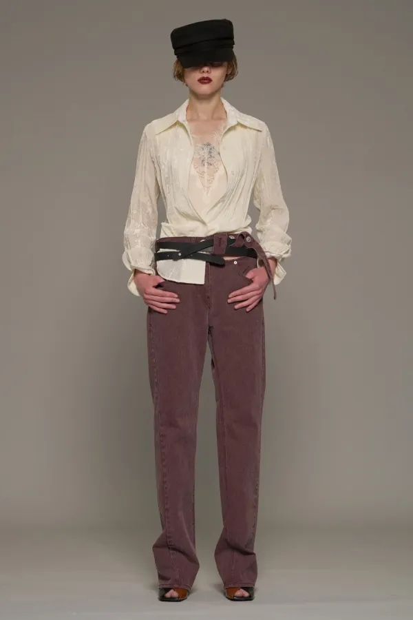 FW26 IVORY VELVET WRINKLE LAYERED SHIRT