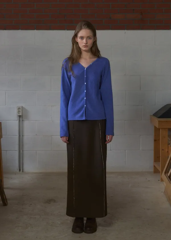 Low edge long skirt (brown)