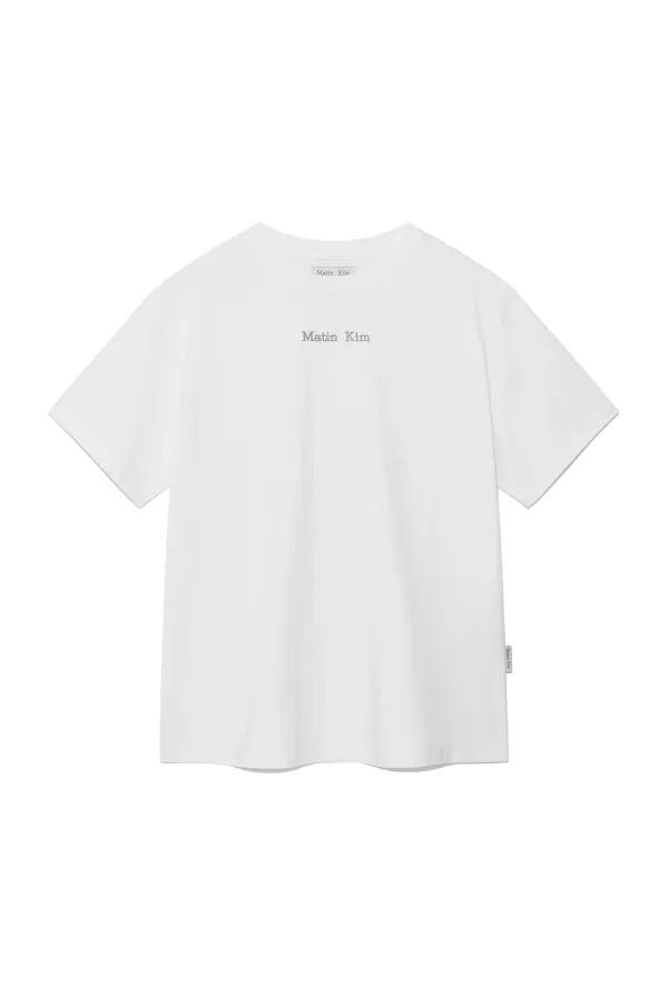 EMBROIDERY SMALL LOGO OVERSIZE TOP IN WHITE
