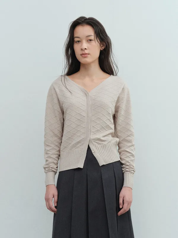 TVS ARGYLE V-NECK CARDIGAN_BEIGE