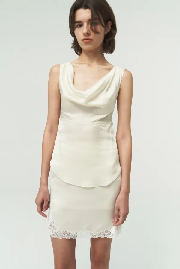 SILK COWLNECK TOP / CREAM