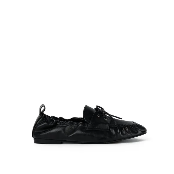 RIVE SHIRRING BOAT LOAFERS / BLACK