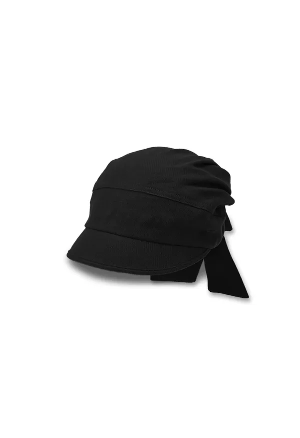 [6/10 DELIVERY] LINEN TIE-UP HAT, BLACK