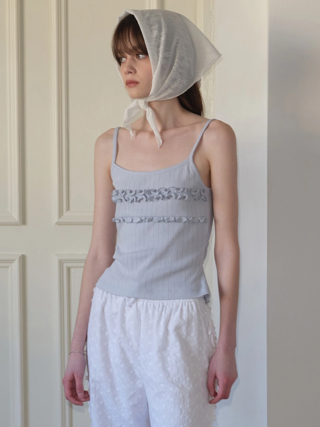 마가린핑거스 FRILL RIBBON TANK TOP (LIGHT BLUE) 상품 이미지 2
