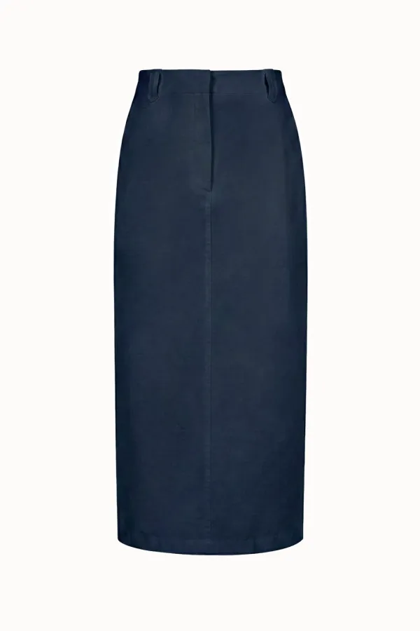 Cotton Pocket H-Line Skirt[LMBFSPSK411]-Navy