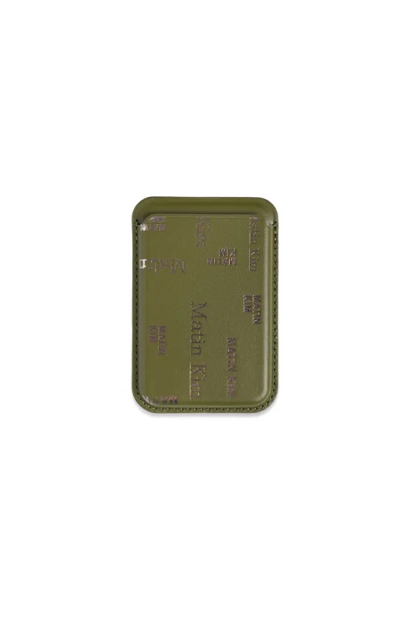 MATIN ALL-OVER LOGO MAGNETIC CARD WALLET IN KHAKI