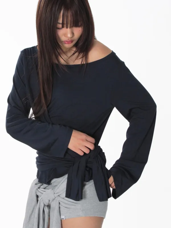 TIED OFF-SHOULDER TOP_NAVY