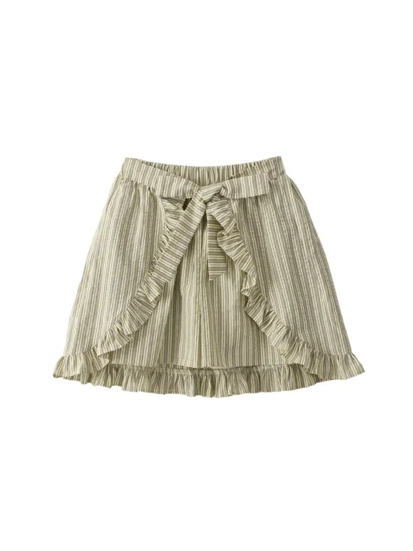 Layered Shirring Mini Skirt_ Lemon