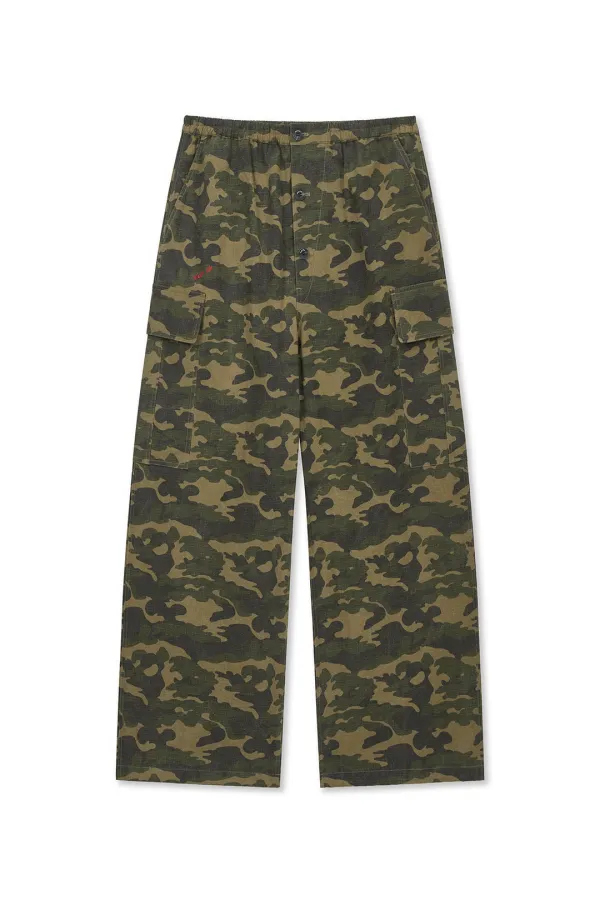DRAWSTRING HEM CARGO PANTS IN KHAKI