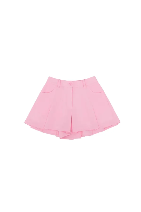 Pleated Culotte Pants (bubble pink)