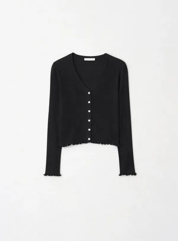 [3RD]Ruffle vase slim cardigan(4color)