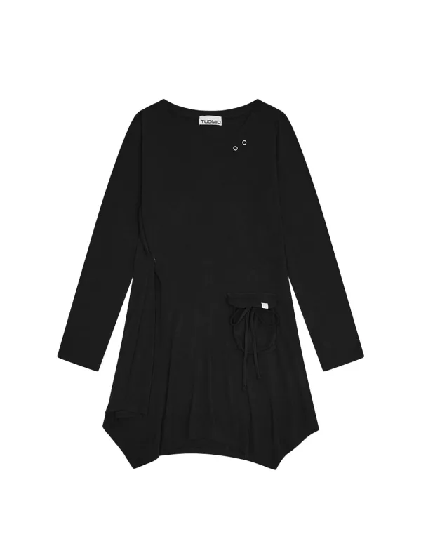 BOAT NECK JERSEY DRESS [BLACK]