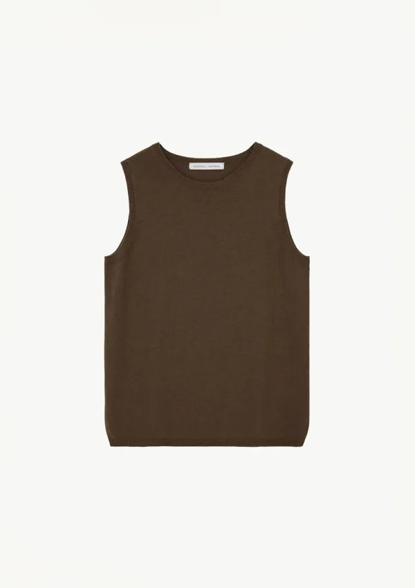 Sleeveless Cotton Knit in Brown