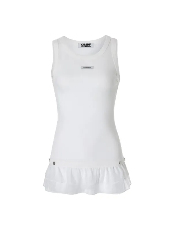 [Release 07/27] FRILL SNAP SLEEVELESS_WHITE