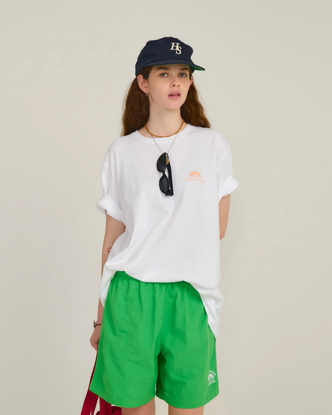헬로선라이즈 Mini OG Logo Tee_White & Salmon 상품 이미지 2