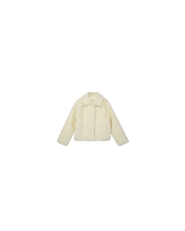 WOOL FUR SHORT JACKET - IVORY