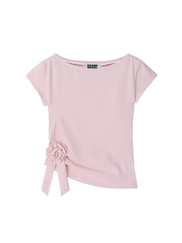 ROSETTE SHIRRING TOP_PINK