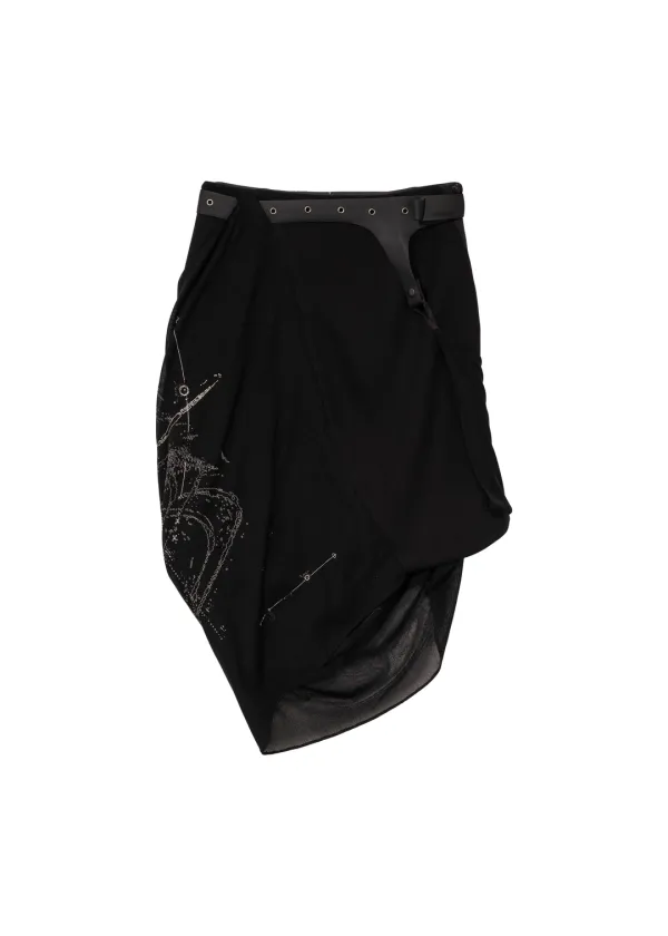 Graphic Wrap Skirt w/ Garter Belt