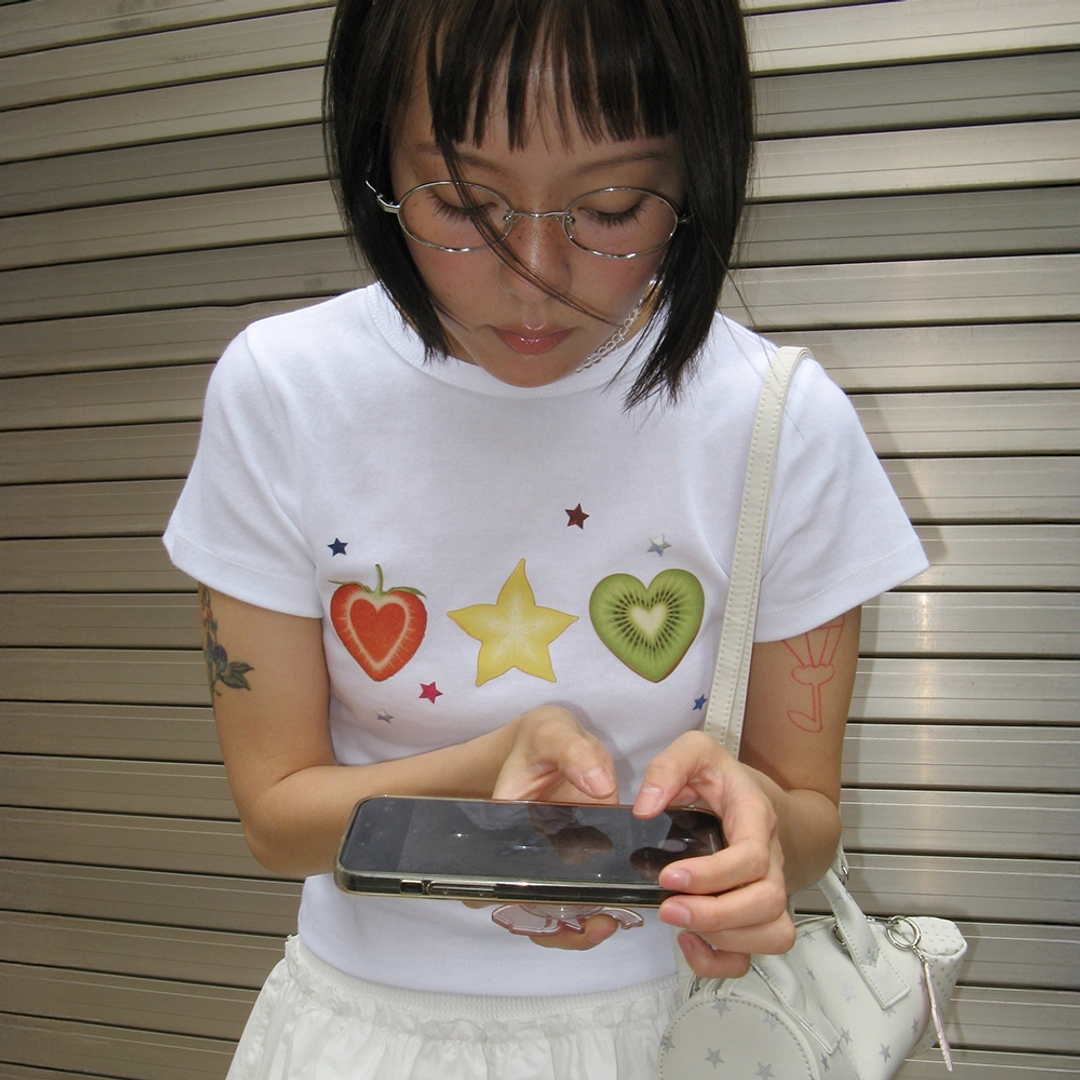 론론 FRUITY STAR CROP T SHIRT WHITE 상품 이미지 2