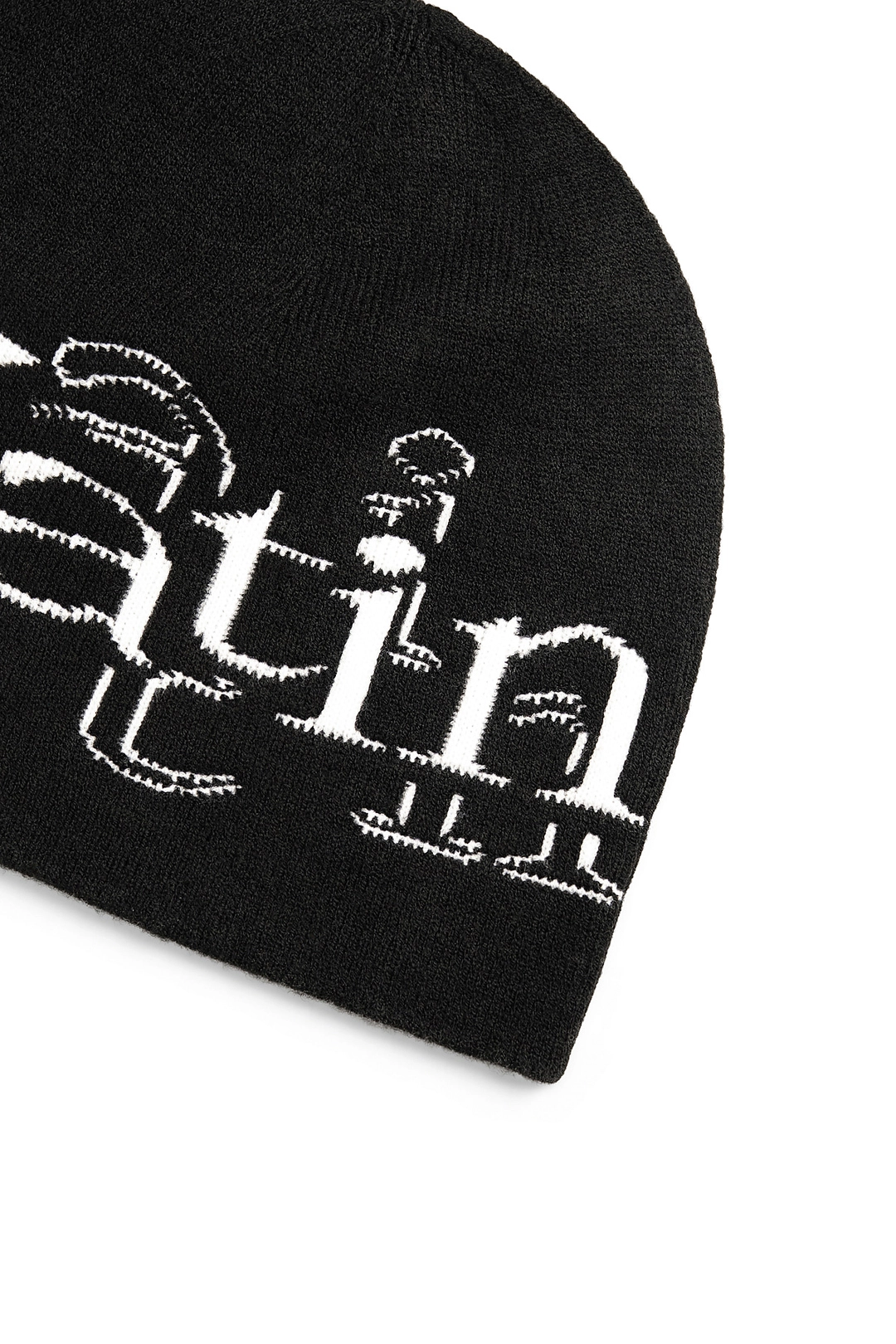 마뗑킴 STROKE LOGO JACQUARD BEANIE IN BLACK 상품 이미지 3