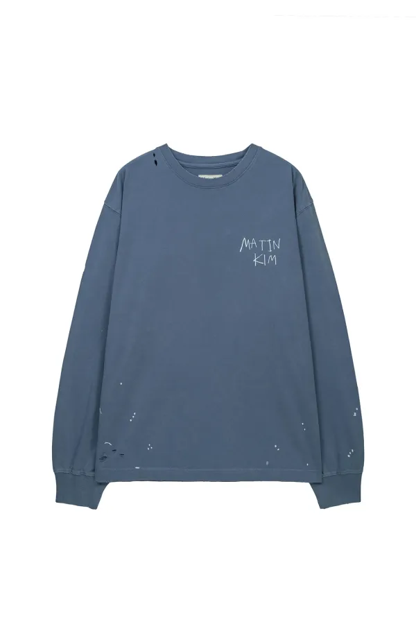 VINTAGE WASHED LOGO TOP IN SMOKE BLUE
