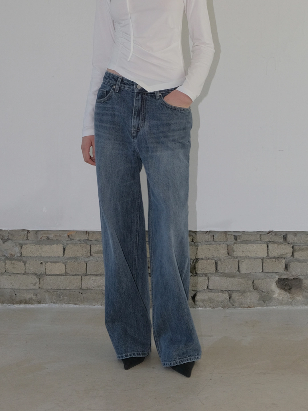 에트몽 Straight Denim Pants, Blue 상품 이미지 1
