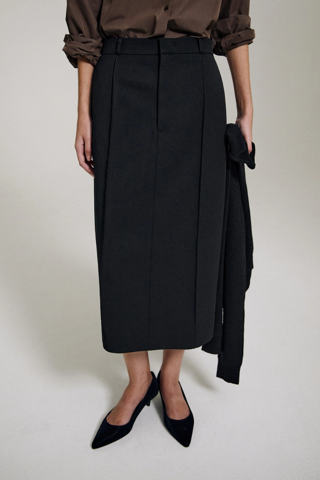수아마르 Nemis Wool Pintuck Skirt (Black) 상품 이미지 1