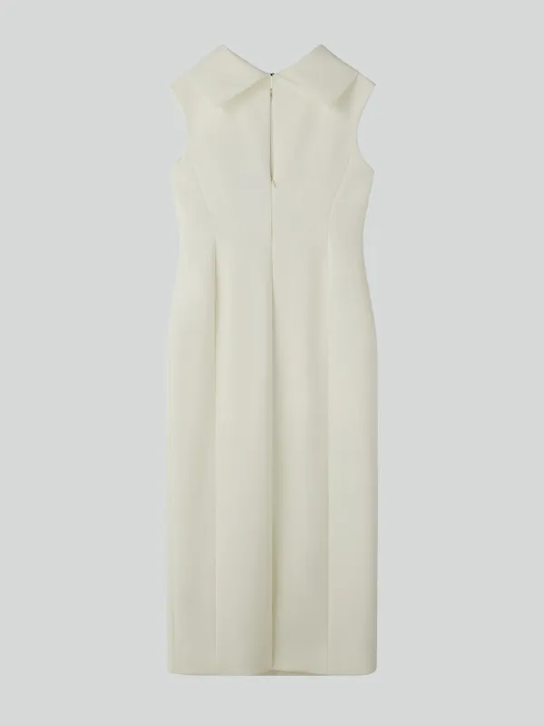 OPEN BACK HIGH NECK DRESS (OFF WHITE)