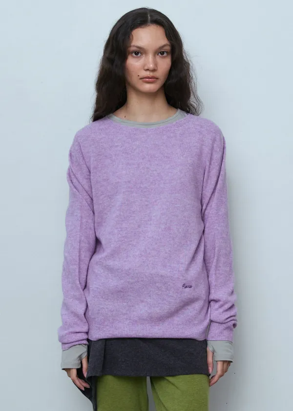 Basic Wool Knit Top_Melange Purple