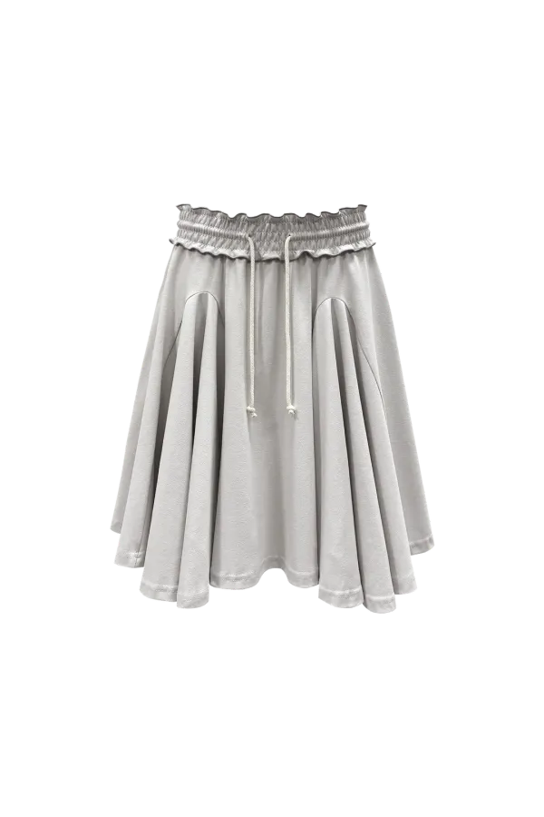 SMOCKED FLARE SKIRT (LIGHT GRAY)