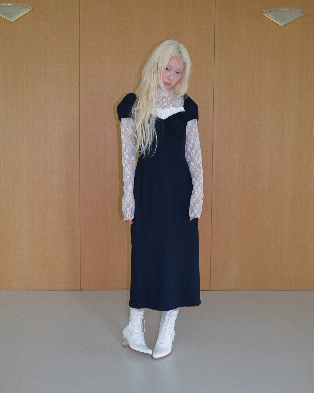 플레따 flétta 146 Whipped Cream Dress_Navy 상품 이미지 2