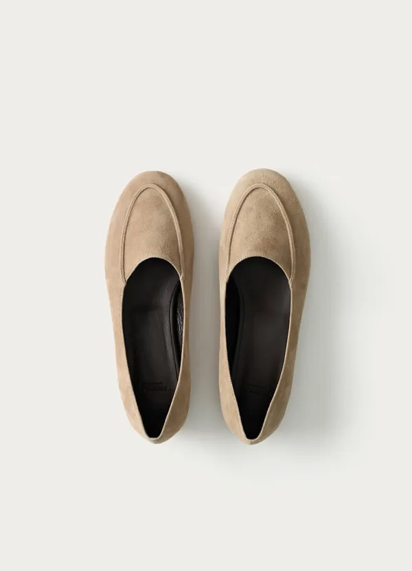 Round moc leather flats (Sand suede)