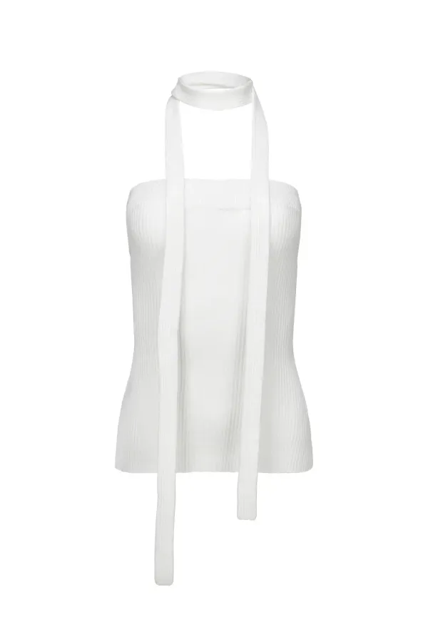 STRAP KNIT TANK TOP IVORY