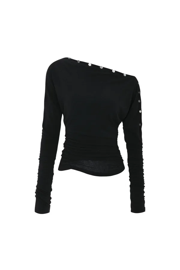 JENNIE BUTTONED TOP (SS ver.) black