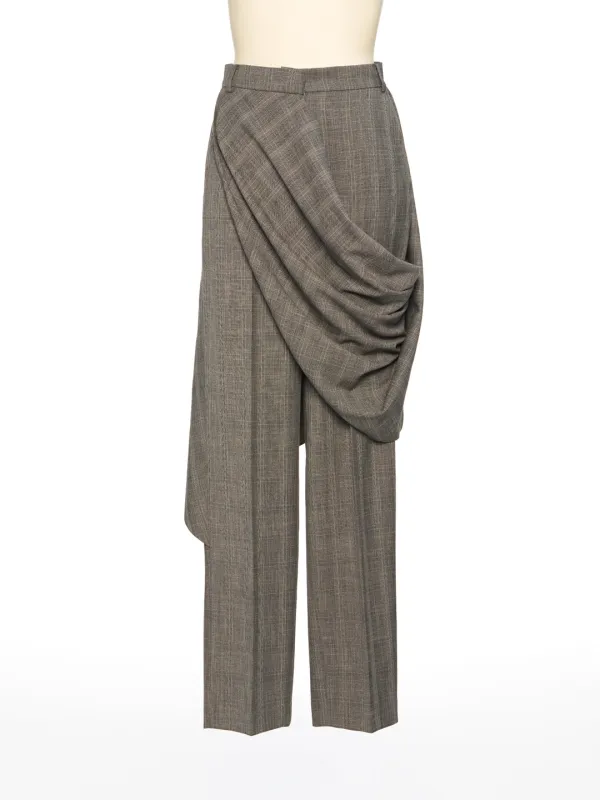 PS26 GRAY CHECK DRAPED TAILORED PANTS