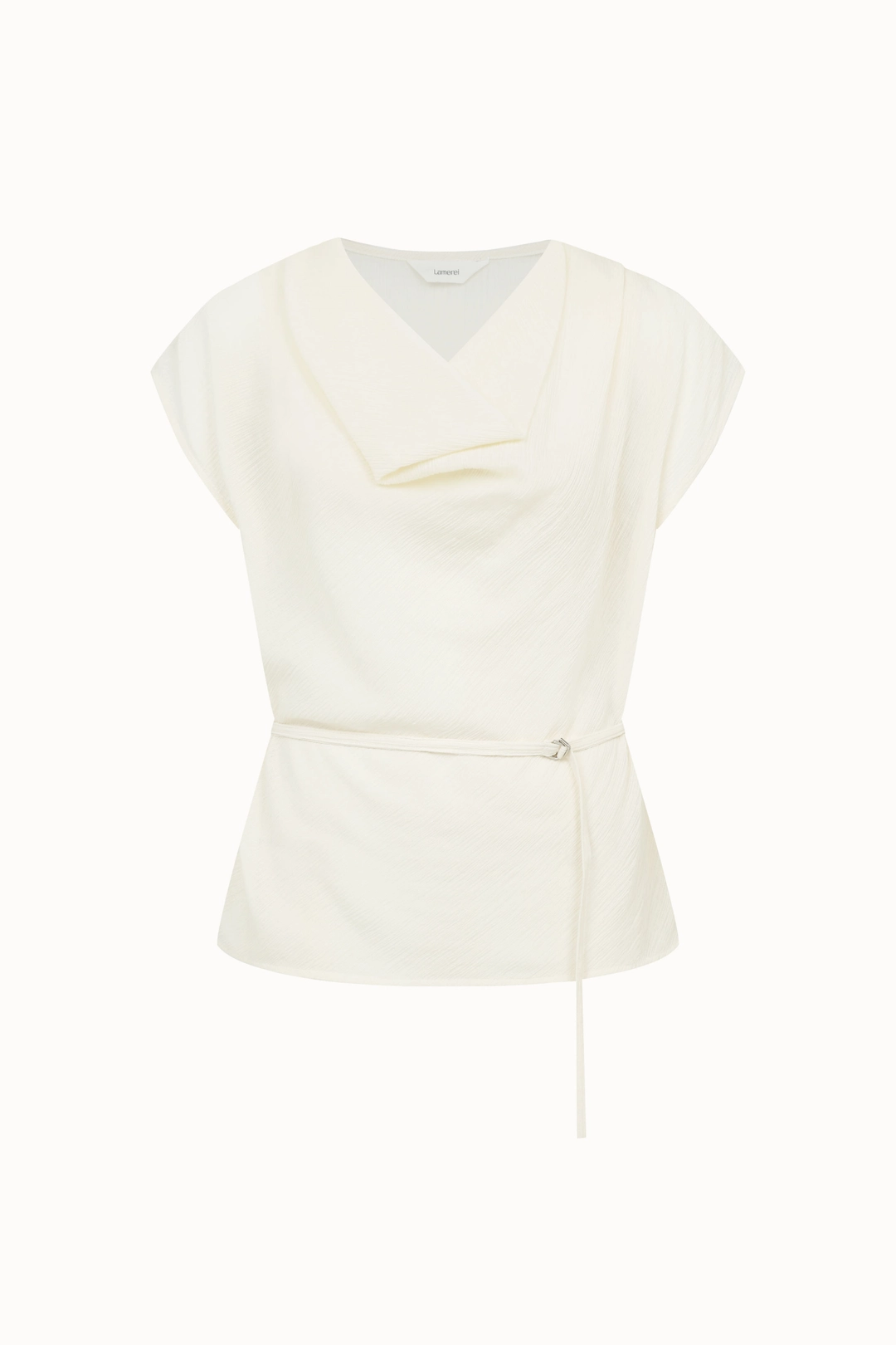 라메레이 Pleats Drape Cap Sleeve Blouse[LMBFSUSH328]-Ivory 상품 이미지 1