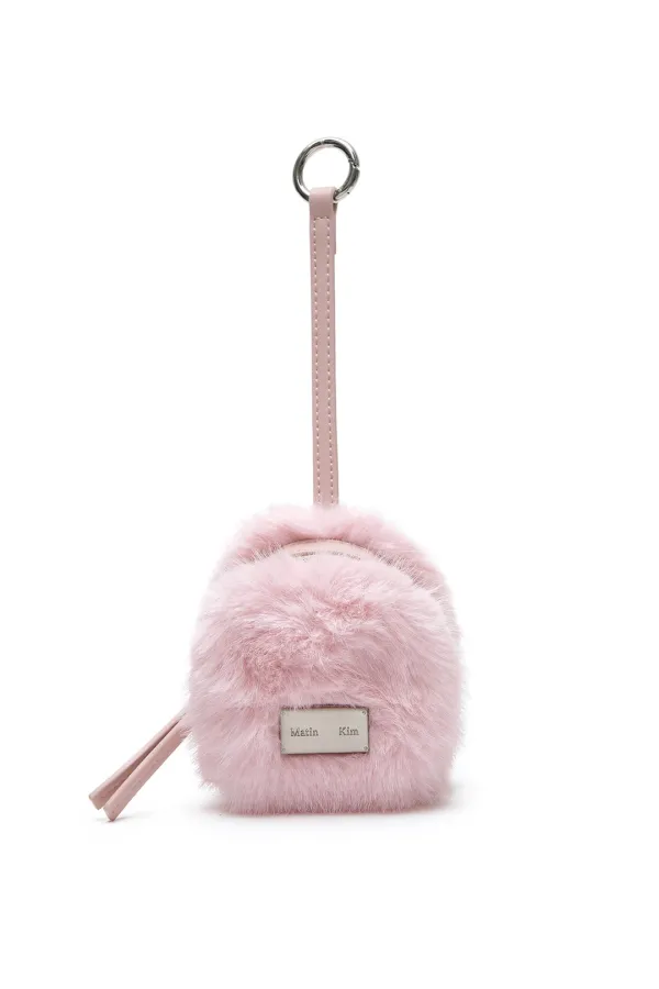 SOFT FUR MINI CUBE POUCH IN PINK